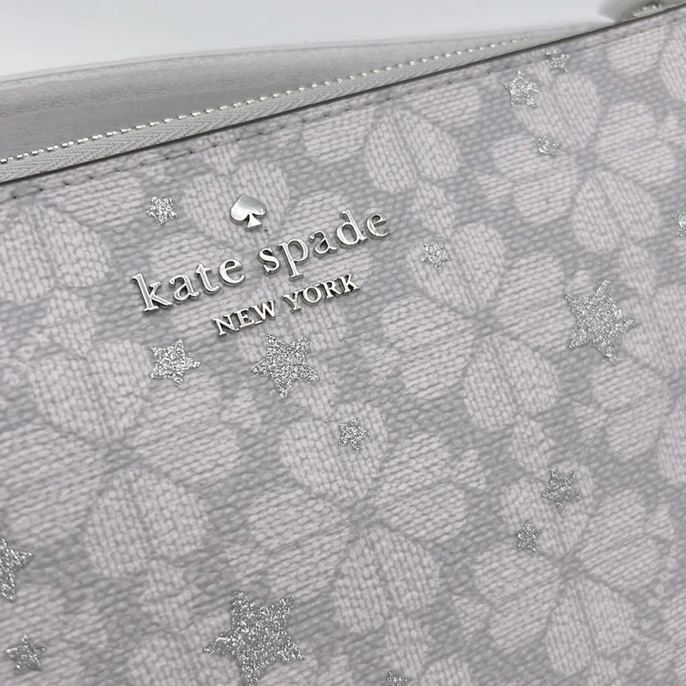 Kate Spade Spade Flower Star Toss Convertible Wristlet Platinum Grey Multi